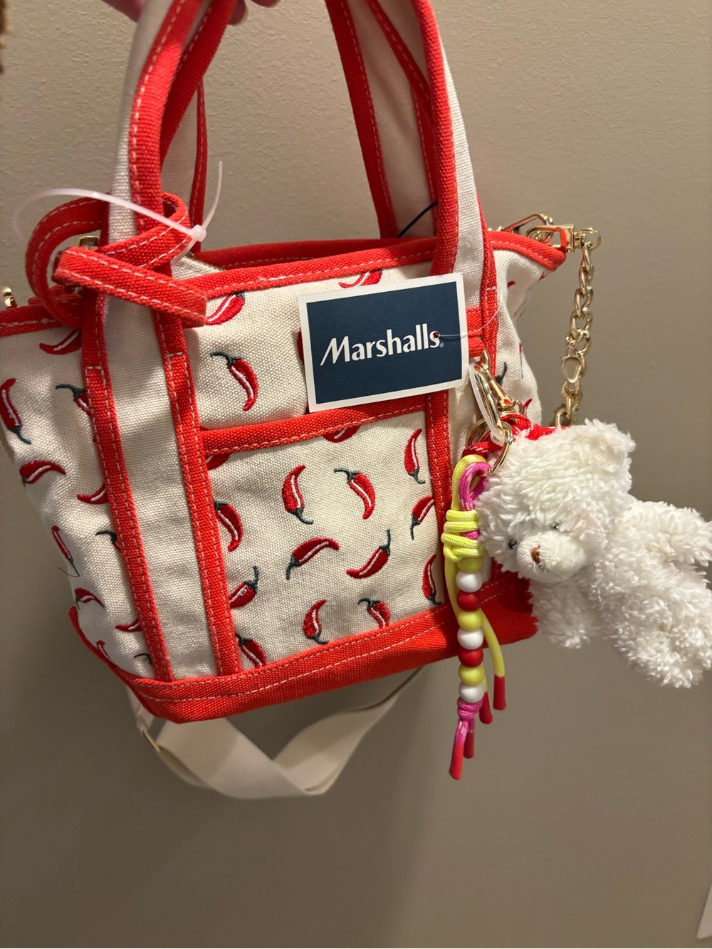 Marshalls Red & Cream Chili Pepper Kids Tote with Plush Charm